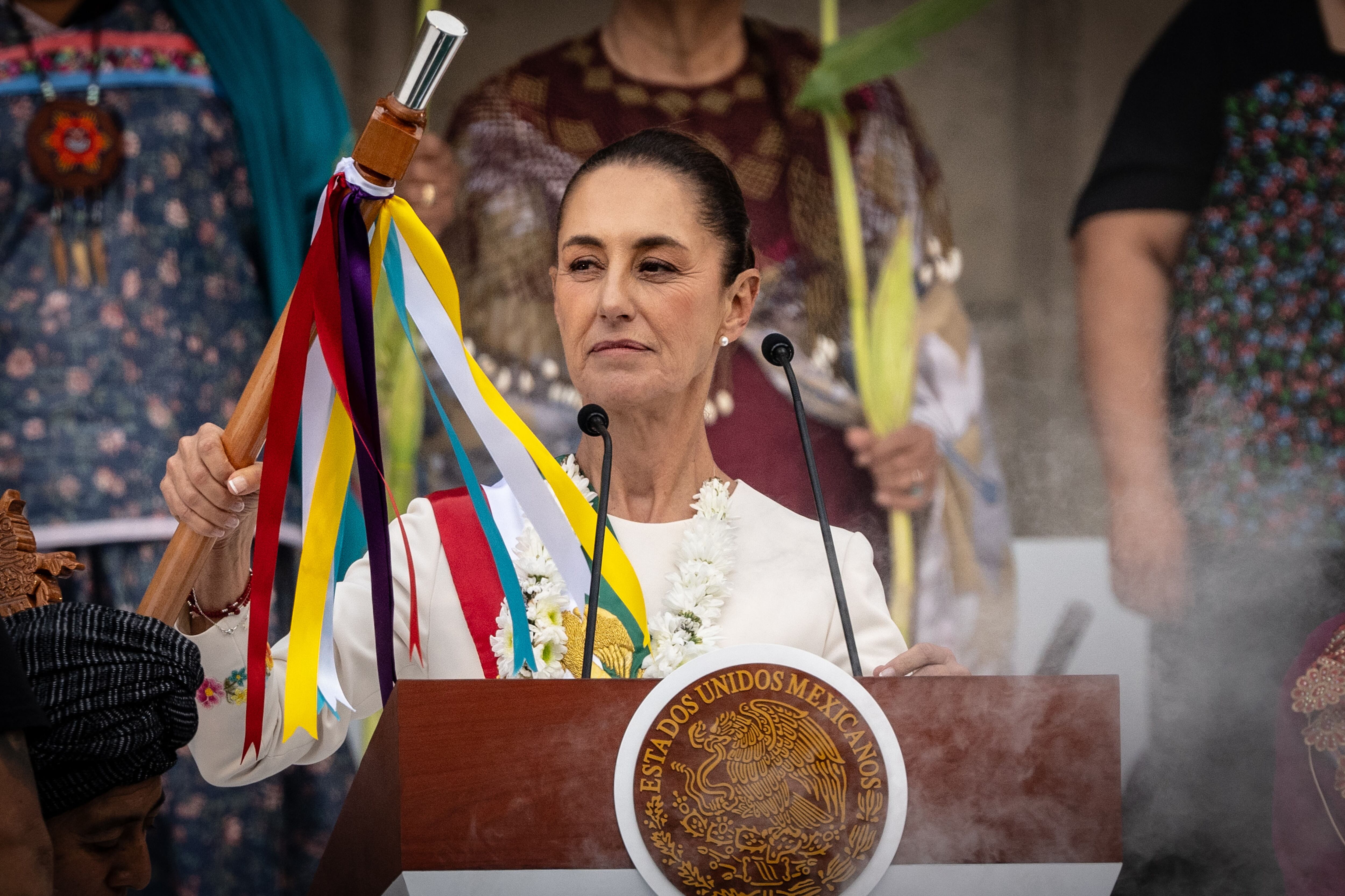 Claudia Sheinbaum en el Zócalo de la Ciudad de México, el 1 de octubre de 2024.