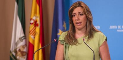 Susana Díaz, tras el Consejo de Gobierno.