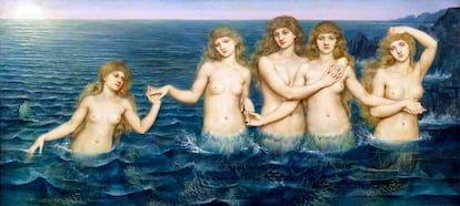 'The Sea Maidens', una obra pintada por Evelyn de Morgan entre 1885 y 1886.