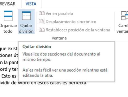 Con la ayuda de este botón podemos dividir en dos secciones un mismo texto