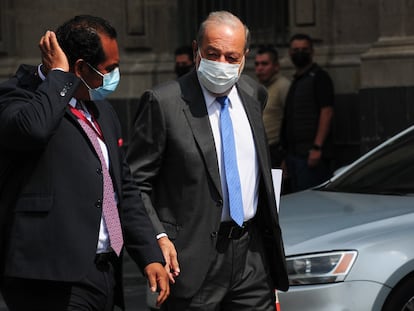 Carlos Slim al salir de Palacio Nacional