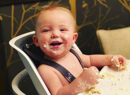 Joshua Jr, el hijo más pequeño de la pareja, celebrando su primer cumpleaños, en una fotografía compartida por su madre.