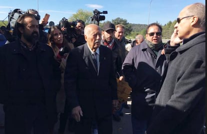 Antonio Tejero, the former Civil Guard lieutenant-colonel who led the failed coup against Spanish Congress on February 23, 1981, arrives at the Pardo-Mingorrubio cemetery.