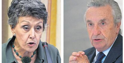La administradora única de RTVE, Rosa María Mateo, y José María Marín Quemada, presidente de la CNMC.