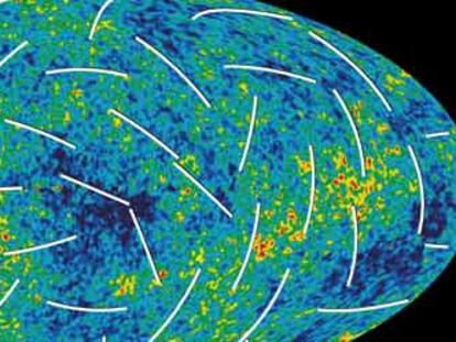 Representación de la radiación de fondo del universo medida por la sonda <i>WMAP</i>.