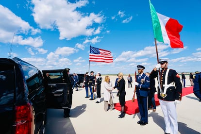 Giorgia Meloni este miércoles tras aterrizar en Washington.