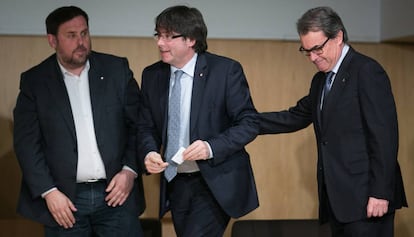 Oriol Junqueras, Carles Puigdemont y Artur Mas.