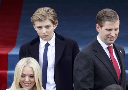 Barron Trump and Eric Trump arrive for inauguration ceremonies swearing in Donald Trump as the 45th president of the United States on the West front of the U.S. Capitol in Washington