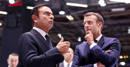 Carlos Ghosn, CEO de Renault, y Emmanuel Macron, presidente francés, el pasado día 3.