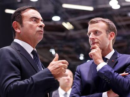 Carlos Ghosn, CEO de Renault, y Emmanuel Macron, presidente francés, el pasado día 3.