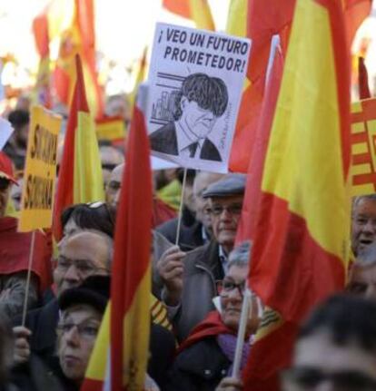 Manifestació a favor de la Constitució a Barcelona.