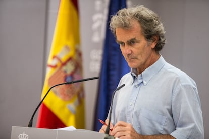 El director del Centro de Coordinación de Alertas y Emergencias Sanitarias (CCAES), Fernando Simón, durante la rueda de prensa del jueves 30 de julio.