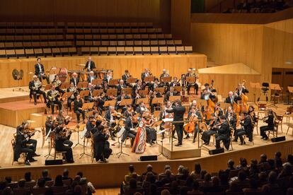 Vista general del escenario del Sala Mozart durante el concierto de la Sinfnica de Bamberg, el pasado jueves en Zaragoza.