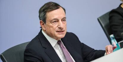 El presidente del Banco Central Europeo, Mario Draghi, durante una rueda de prensa del consejo de gobierno en Fráncfort.