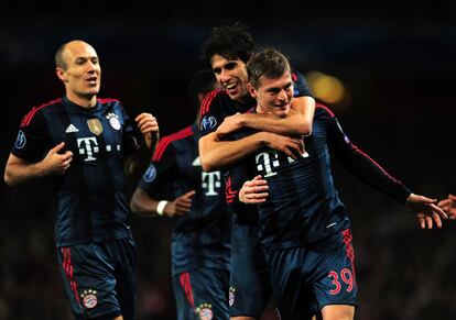 Toni Kroos celebra su gol frente al Arsenal