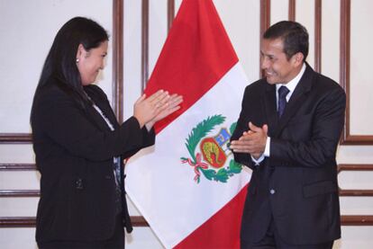 Keiko Fujiomori met on Monday with Peru's president elect, Ollanta Humala.