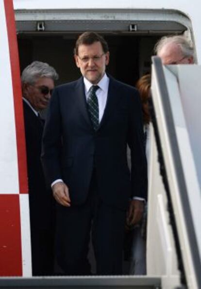 El presidente español, Mariano Rajoy, a su llegada a San Petersburgo (Rusia).