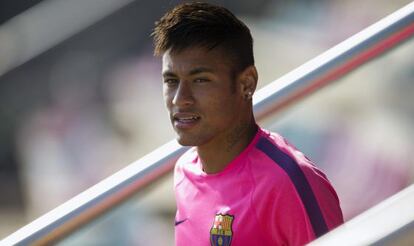 Neymar, en en entrenamiento, este sábado.