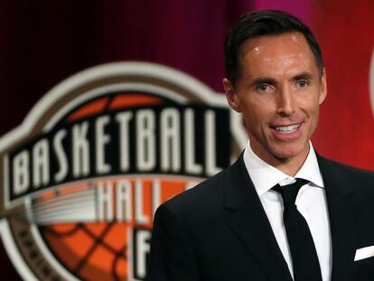 Steve Nash, en septiembre de 2018, durante el acto de inducción en el Salón de la Fama.