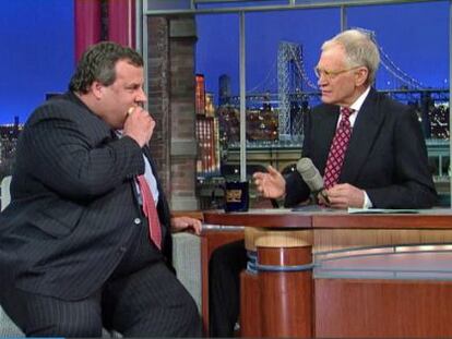 El gobernador de Nueva Jersey, durante su entrevista con David Letterman.