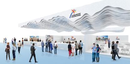 Imagen virtural de la zona de exposici&oacute;n de la Comunidad Valenciana en Fitur.