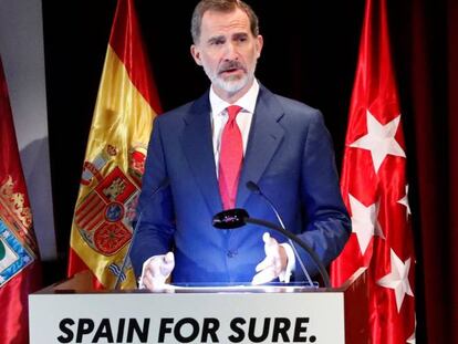 El rey Felipe VI durante el acto de presentación de la campaña 'Spain for sure' (