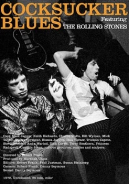 Cartel del documental sobre los Rolling Stones filmado por Robert Frank en 1972.