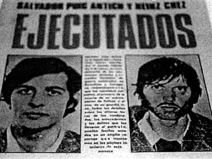 Página del periódico &#39;El Caso&#39;, de marzo de 1974, que da cuenta de las ejecuciones de Puig Antich y Heinz Ches.