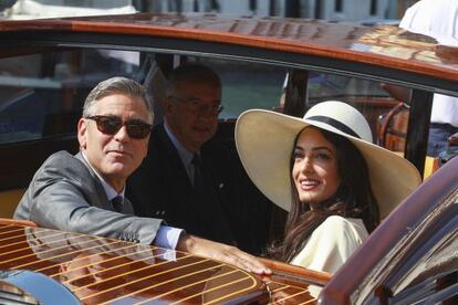 George Clooney y Amal Alamuddin, en Venecia.