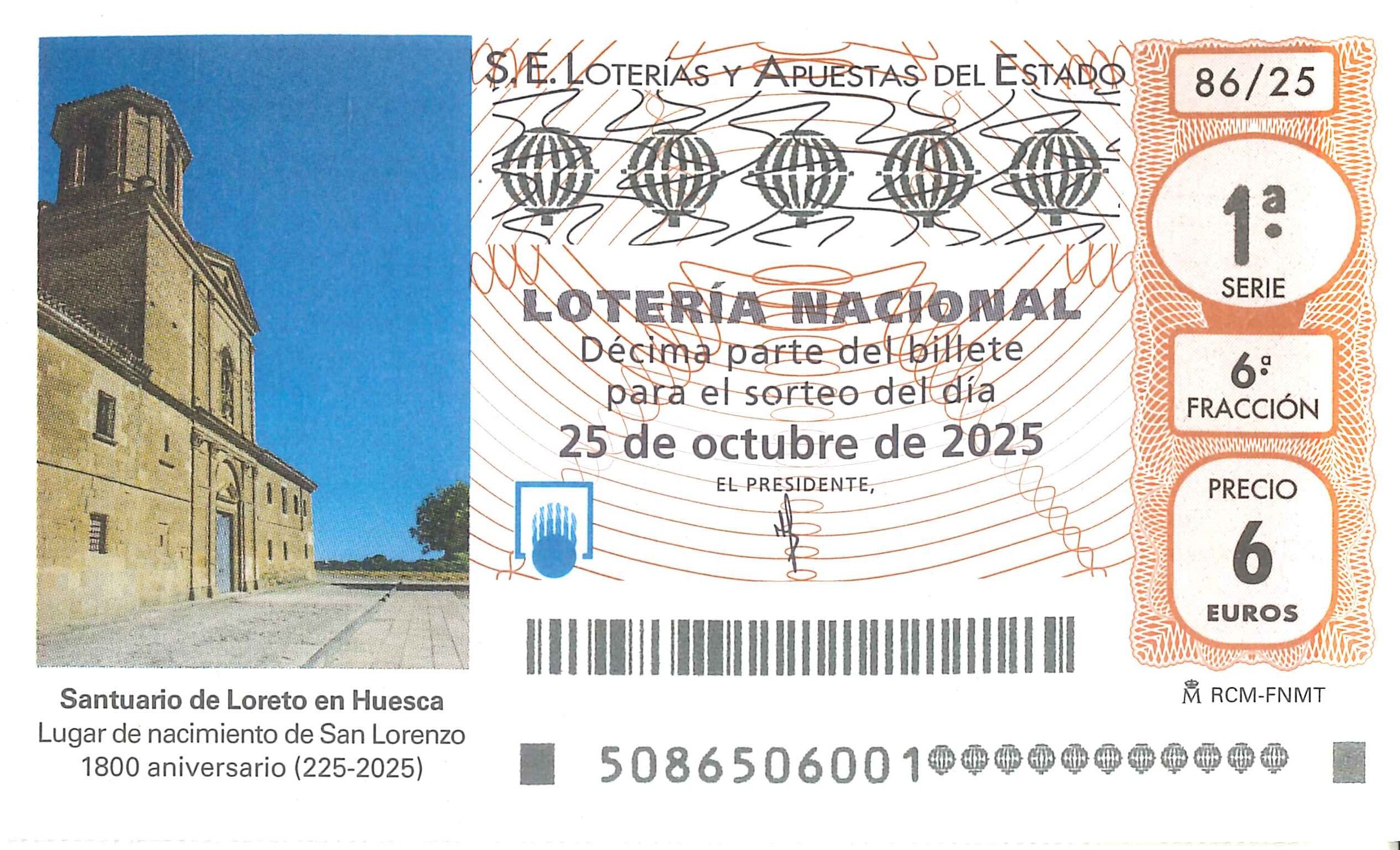 Décimo Lotería Nacional 25 octubre 2025