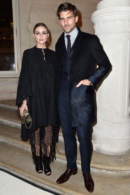 Olivia Palermo y Johannes Huebl en el desfile de Valentino.