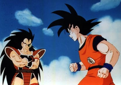 En Goku amb el seu germà gran, en Raditz.