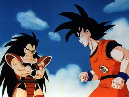 En Goku amb el seu germà gran, en Raditz.