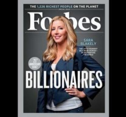 Portada de la revista Forbes en la que aparece Sara Blakely.