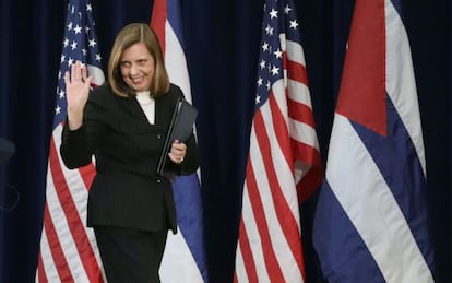 La jefa negociadora cubana, Josefina Vidal, tras las conversaciones 