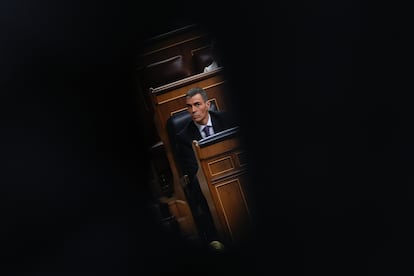 El presidente del Gobierno, Pedro Sánchez, durante el pleno de este miércoles.