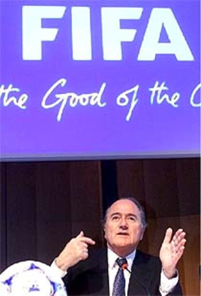 Joseph Blatter, ayer, tras el comité ejecutivo de la FIFA.