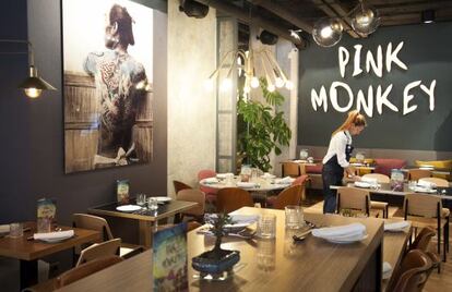 Comedor del restaurante Pink Monkey, en Madrid.