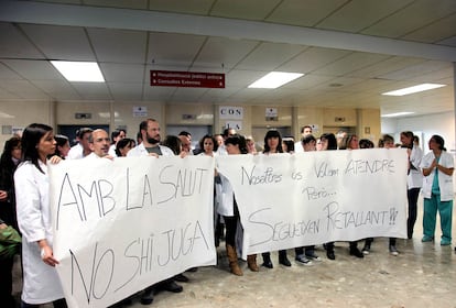 Huelga en el Hospital Arnau de Vilanova en Lleida.