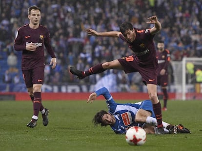 Sergi Roberto, en el partido de Copa contra el Espanyol.