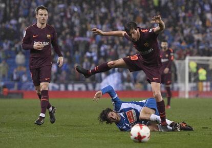 Sergi Roberto, en el partido de Copa contra el Espanyol.