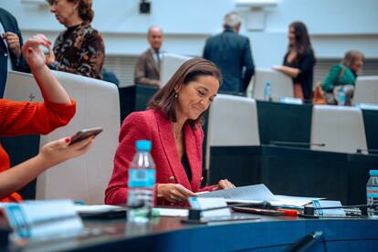 La portavoz del Grupo Municipal Socialista de Madrid, Reyes Maroto, durante un pleno del Ayuntamiento de Madrid este martes.