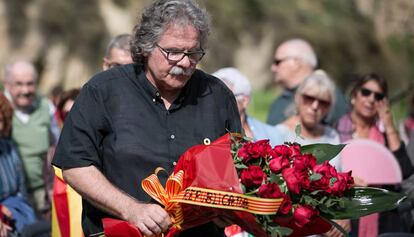 Joan Tardà, ayer, en el homenaje a Lluís Companys en Montjuïc.