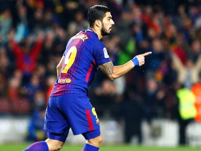 Luis Su&aacute;rez, en el partido contra el Girona. 