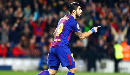 Luis Su&aacute;rez, en el partido contra el Girona. 