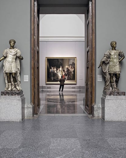 Barceló’s silhouette against Goya’s ‘La familia de Carlos IV’ (or, The Family of Carlos IV).