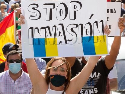 Manifestación en Arguineguín (Gran Canaria) contra la inmigración.