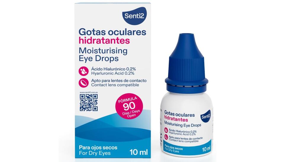 Gotas hidratantes para el tratamiento de ojos secos.