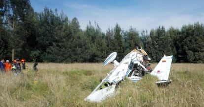 La avioneta accidentada en la mañana de este jueves en el centro de Colombia.