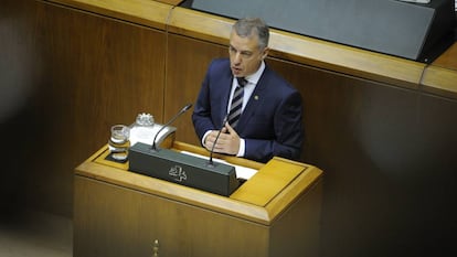 El lehendakari Íñigo Urkullu durante el Pleno de Política General.